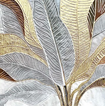 Abstract and Decorative Painting - Gold silver leaf wall decor detail
